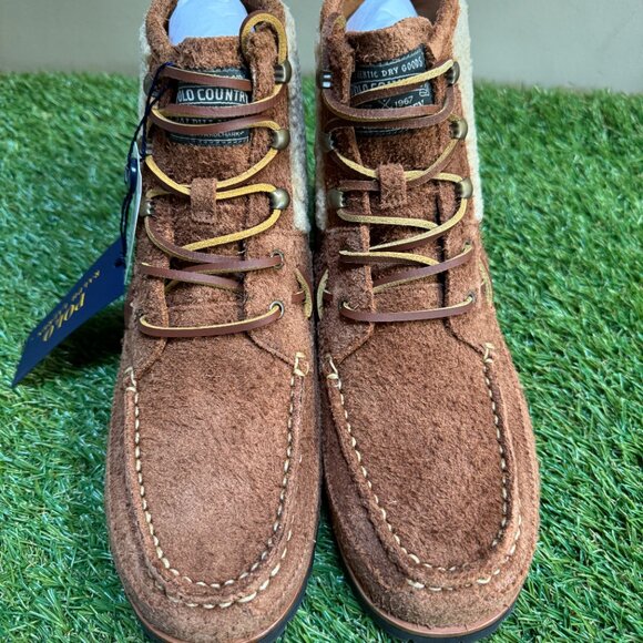 Polo Ralph Lauren Polo Country Ranger Boots Suede Faux Shearling Mens NEW main image 6